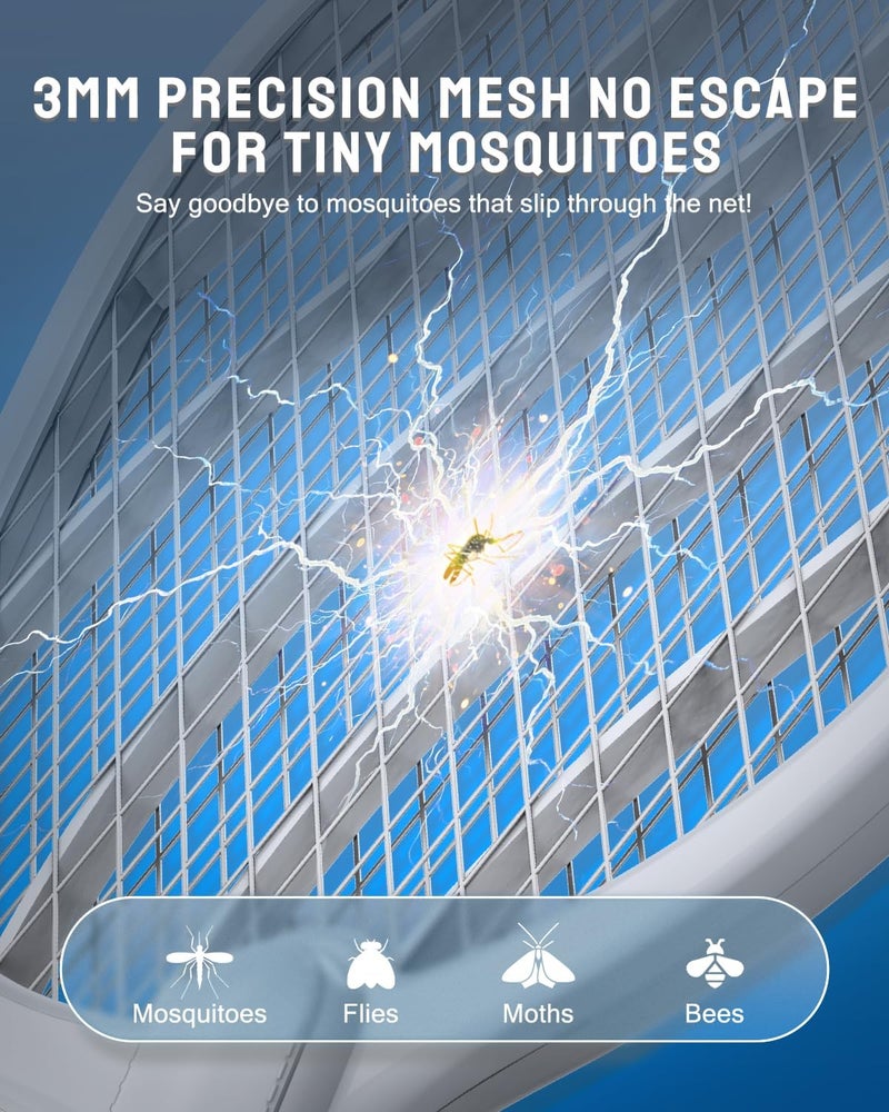 Mosiller Electric Fly Swatter, 3800V Handheld Bug Zapper Racket, Type-C Rechargeable, Mosquito Zapper for Indoor Outdoor, 3-Layer Safety Mesh, Easy to Use, Lightweight (Basic 2 Pack) - Image 5